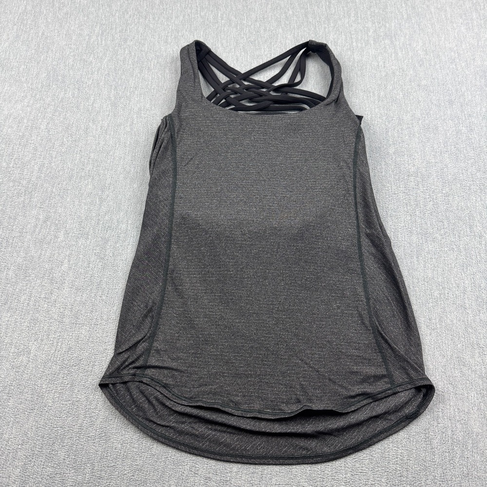 Lululemon Tank Top Women 2 Gray Free to Be Wild 2-in-1 Strappy Yoga Gym Active